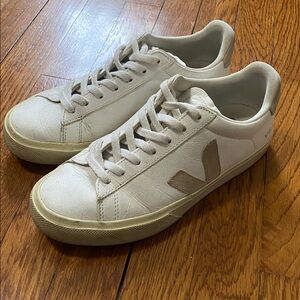 Veja Women’s Low-Top Sneakers in Off-White and Taupe